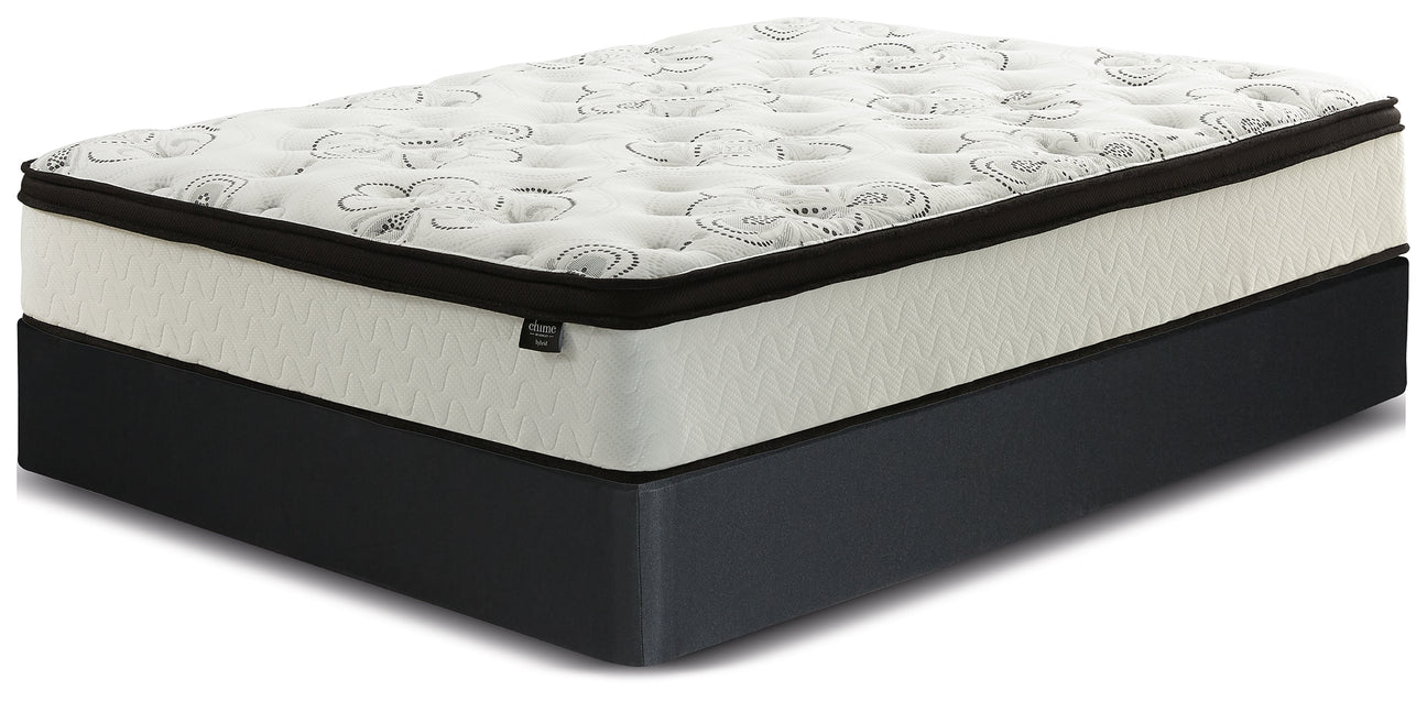 Furniture City Houma - Ashley Furniture - Chime 12 Inch Hybrid California King Mattress and Foundation Set - California King Mattress and Foundation Set / White - M697M1