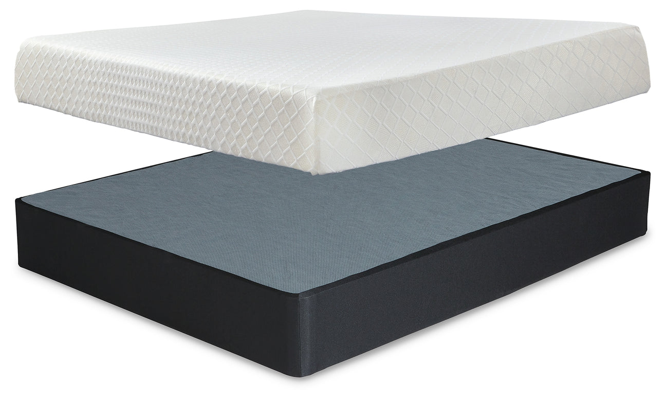 Furniture City Houma - Ashley Furniture - 10 Inch Chime Memory Foam King Mattress and Foundation - King Mattress and Foundation / White - M699M1
