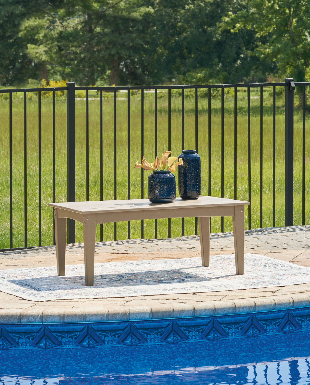 Furniture City Houma - Ashley Furniture - Hyland wave Outdoor Coffee Table - Rectangular Cocktail Table / Black - P108-701