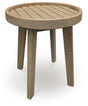 Furniture City Houma - Ashley Furniture - Marina Sun Outdoor End Table - Round End Table / Beige - PCP204-706