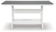 Furniture City Houma - Ashley Furniture - Transville Outdoor Counter Height Dining Table - RECT COUNTER TABLE W/UMB OPT / Gray/White - P210-642