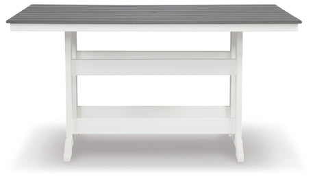 Furniture City Houma - Ashley Furniture - Transville Outdoor Counter Height Dining Table - RECT COUNTER TABLE W/UMB OPT / Gray/White - P210-642