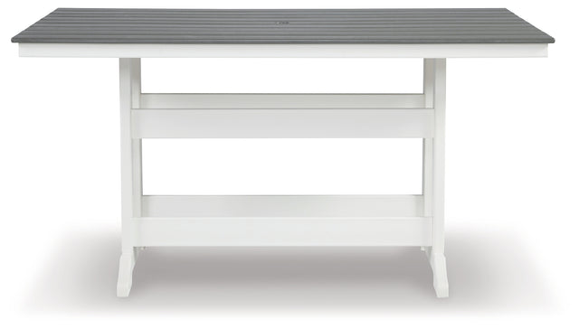 Furniture City Houma - Ashley Furniture - Transville Outdoor Counter Height Dining Table - RECT COUNTER TABLE W/UMB OPT / Gray/White - P210-642