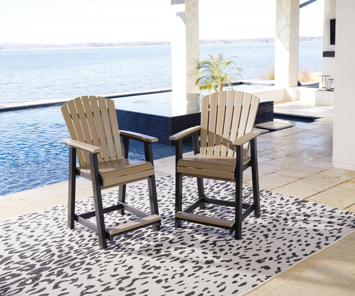 Furniture City Houma - Ashley Furniture - Fairen Trail Outdoor Counter Height Bar Stool (Set of 2) - Barstool (Set of 2) / Black/Driftwood - P211-124