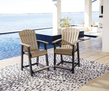Furniture City Houma - Ashley Furniture - Fairen Trail Outdoor Counter Height Bar Stool (Set of 2) - Barstool (Set of 2) / Black/Driftwood - P211-124