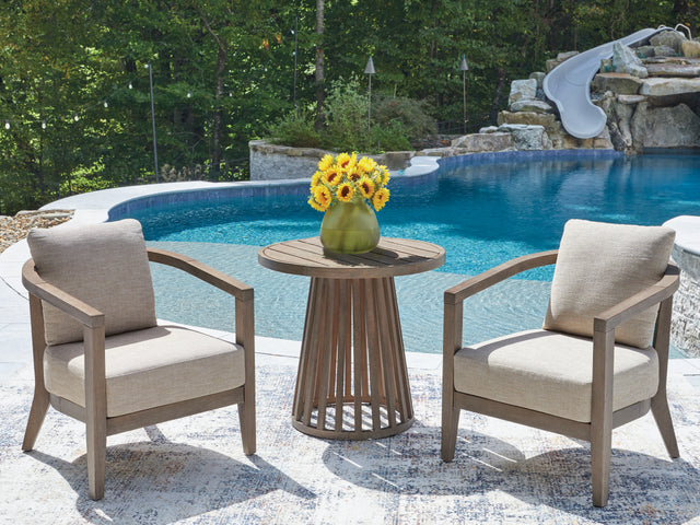 Furniture City Houma - Ashley Furniture - Joy Lagoon Outdoor Chairs with Cushions/Table (Set of 3) - Chairs w/CUSH/Table Set (3/CN) - PCP310-050