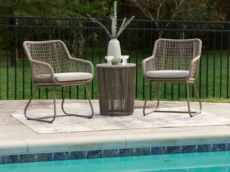 Furniture City Houma - Ashley Furniture - Majors Beach Outdoor Table and 2 Chairs - Chairs w/CUSH/Table Set (3/CN) - PCP321-050