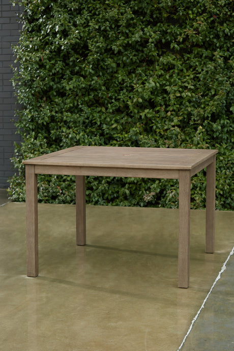 Furniture City Houma - Ashley Furniture - Aria Plains Outdoor Dining Table - Square Dining Table w/UMB OPT / Brown - P359-615