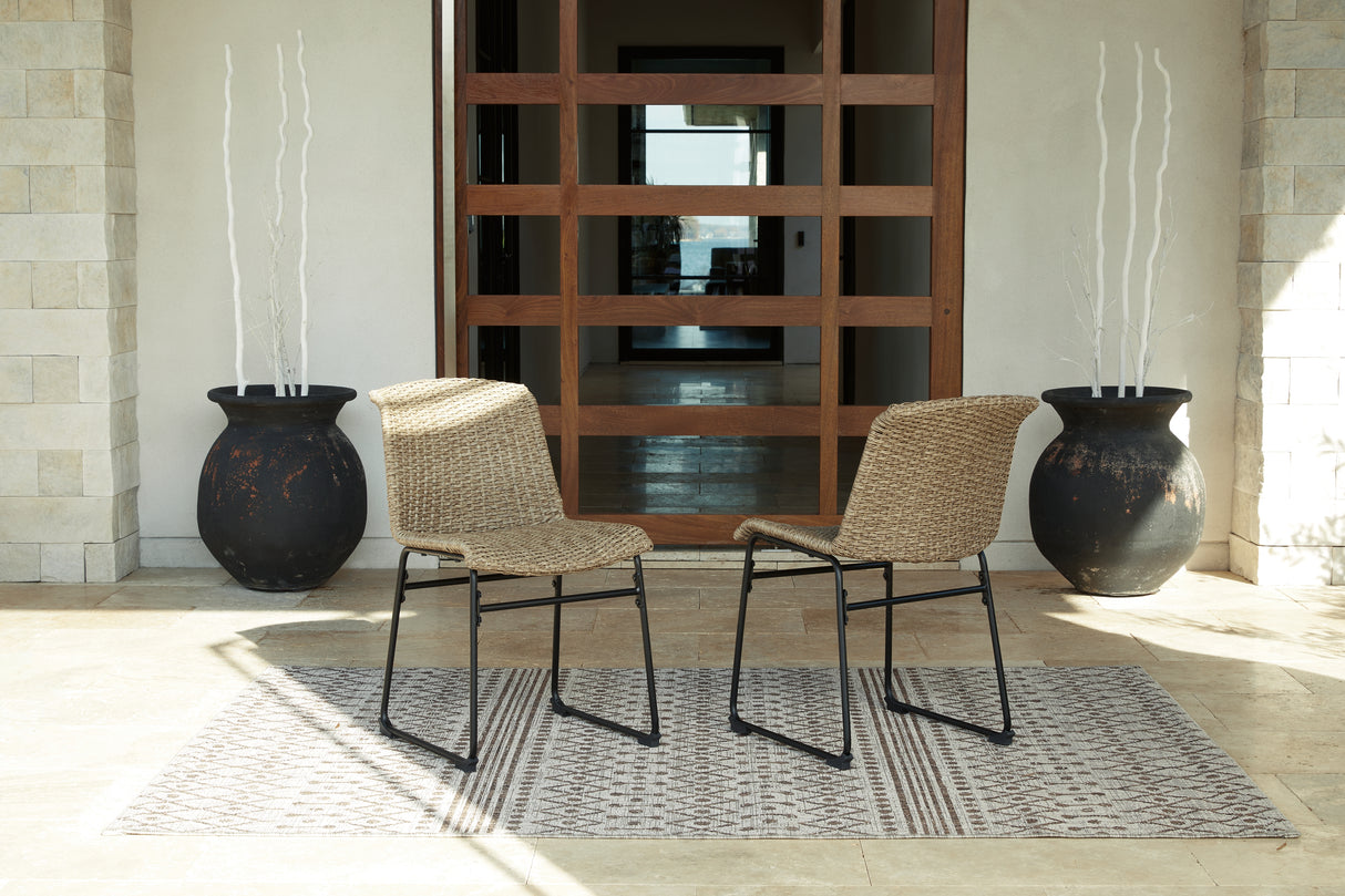 Furniture City Houma - Ashley Furniture - Amaris Outdoor Dining Chair (Set of 2) - Chair (Set of 2) / Brown/Black - P369-601