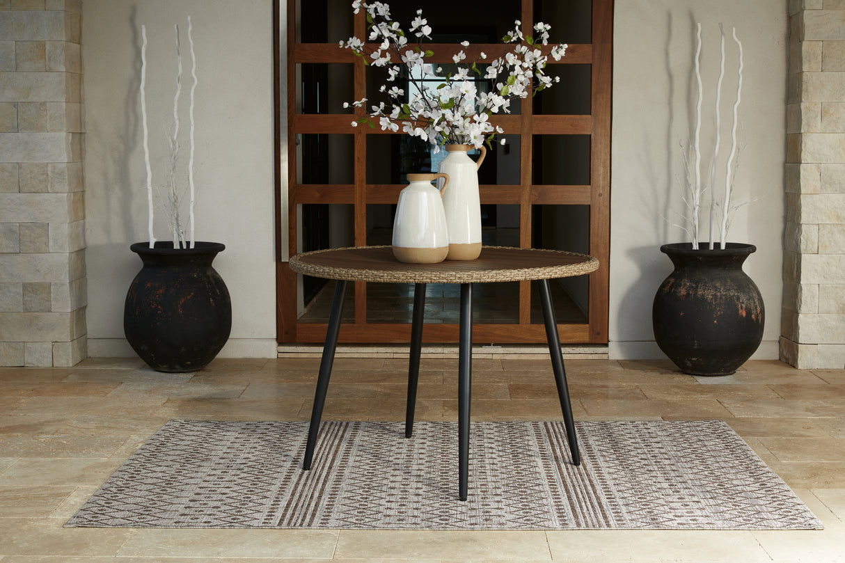 Furniture City Houma - Ashley Furniture - Amaris Outdoor Dining Table - Round Dining Table / Brown/Black - P369-615