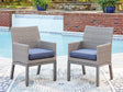 Furniture City Houma - Ashley Furniture - Half Moon Beach Outdoor Arm Chair with Cushion (Set of 2) - Arm Chair With Cushion (Set of 2) - PCP418-601A