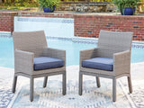 Furniture City Houma - Ashley Furniture - Half Moon Beach Outdoor Arm Chair with Cushion (Set of 2) - Arm Chair With Cushion (Set of 2) - PCP418-601A