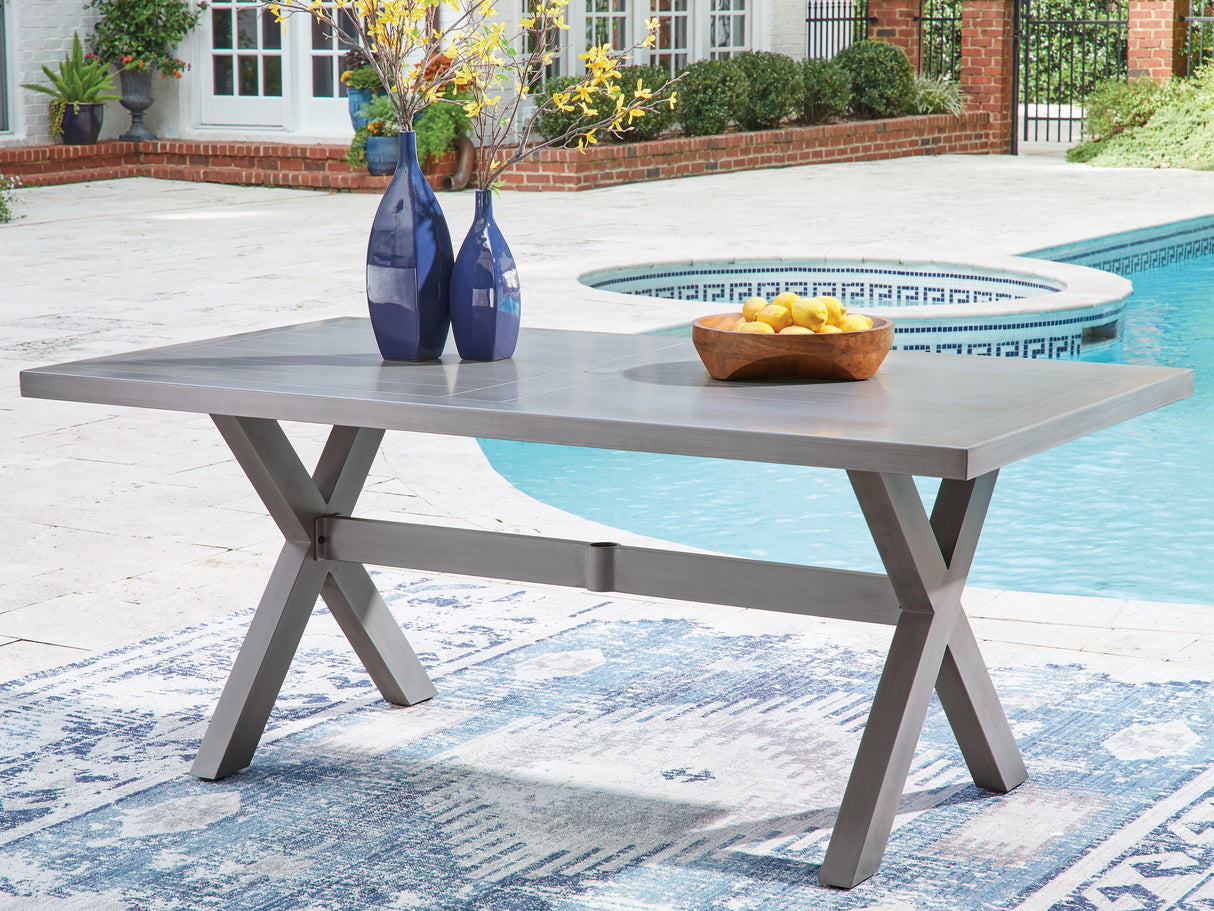 Furniture City Houma - Ashley Furniture - Half Moon Beach Outdoor Dining Table - RECT Dining Table w/UMB OPT - PCP418-625