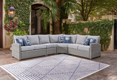 Furniture City Houma - Ashley Furniture - Naples Beach 4-Piece Outdoor Sectional - 4-Piece Outdoor Sectional / Light Gray - P439P2