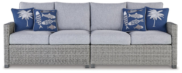 Furniture City Houma - Ashley Furniture - Naples Beach Outdoor Right and Left-arm Facing Loveseat with Cushion (Set of 2) - RAF/LAF Loveseat w/CUSH (Set of 2) / Light Gray - P439-854