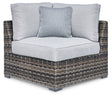 Furniture City Houma - Ashley Furniture - Harbor Court Corner with Cushion (Set of 2) - Corner with Cushion (Set of 2) / Gray - P459-877
