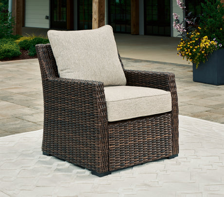 Furniture City Houma - Ashley Furniture - Brook Ranch Outdoor Lounge Chair with Cushion - Lounge Chair w/Cushion (1/CN) / Brown - P465-820