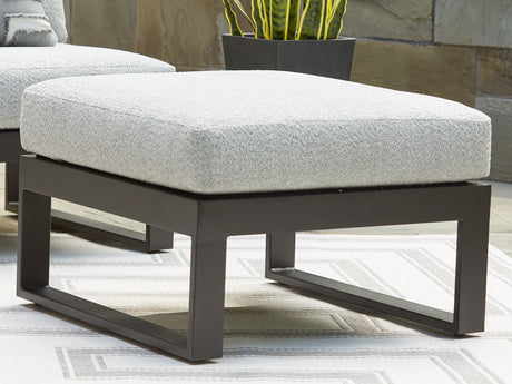 Furniture City Houma - Ashley Furniture - Beachloft Outdoor Ottoman with Cushion - Ottoman with Cushion / Black/Gray - P490-814