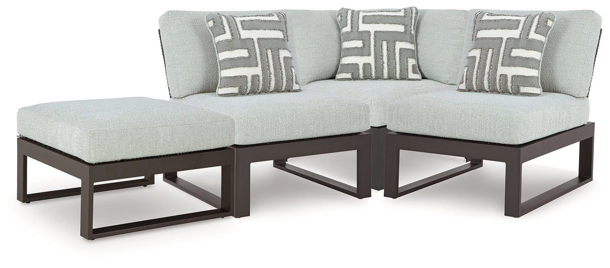 Furniture City Houma - Ashley Furniture - Beachloft 4-Piece Outdoor Sectional - 4-Piece Outdoor Sectional / Black/Gray - P490P7