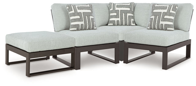 Furniture City Houma - Ashley Furniture - Beachloft 4-Piece Outdoor Sectional - 4-Piece Outdoor Sectional / Black/Gray - P490P7