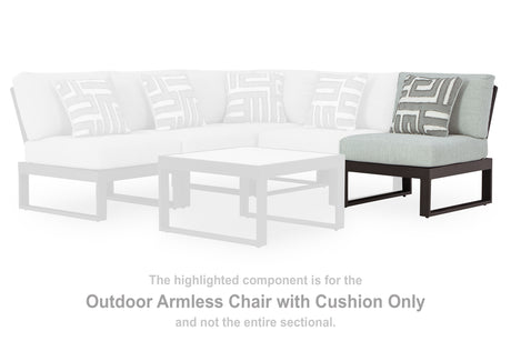 Furniture City Houma - Ashley Furniture - Beachloft Outdoor Armless Chair with Cushion - Armless Chair w/Cushion / Black/Gray - P490-846
