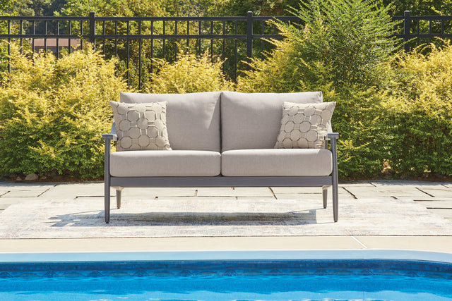 Furniture City Houma - Ashley Furniture - Ocean Beach Outdoor Loveseat with Cushion - Loveseat w/Cushion - PCP510-835