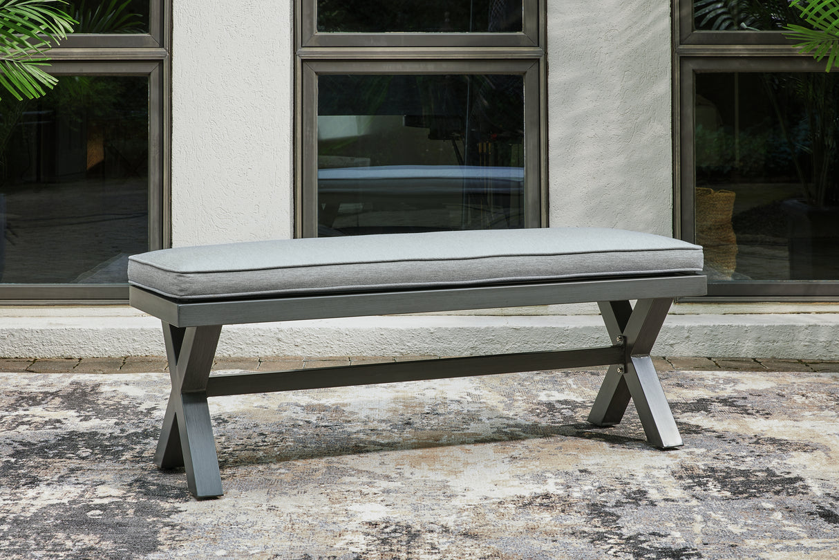 Furniture City Houma - Ashley Furniture - Elite Park Outdoor Bench with Cushion - Bench with Cushion / Gray - P518-600