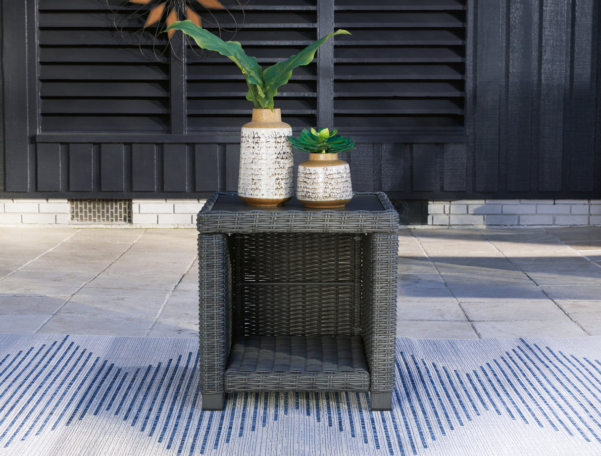 Furniture City Houma - Ashley Furniture - Elite Park Outdoor End Table - Square End Table / Gray - P518-702