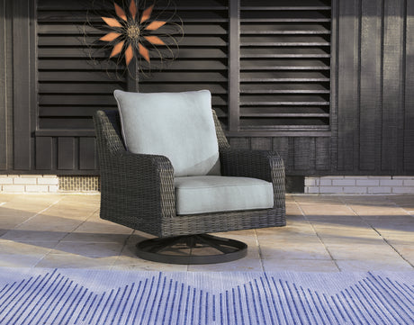 Furniture City Houma - Ashley Furniture - Elite Park Outdoor Swivel Lounge with Cushion - Swivel Lounge w/ Cushion / Gray - P518-821