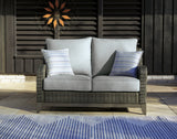 Furniture City Houma - Ashley Furniture - Elite Park Outdoor Loveseat with Cushion - Loveseat w/Cushion / Gray - P518-835