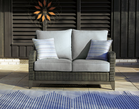 Furniture City Houma - Ashley Furniture - Elite Park Outdoor Loveseat with Cushion - Loveseat w/Cushion / Gray - P518-835