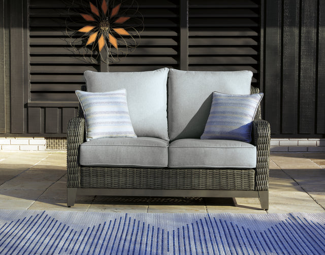 Furniture City Houma - Ashley Furniture - Elite Park Outdoor Loveseat with Cushion - Loveseat w/Cushion / Gray - P518-835