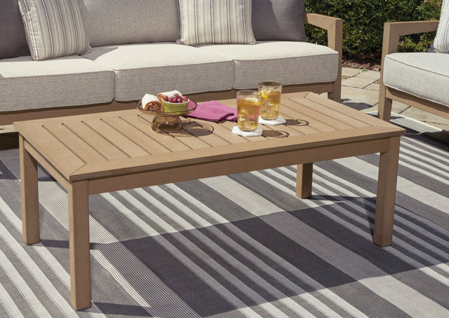 Furniture City Houma - Ashley Furniture - Hallow Creek Outdoor Coffee Table - Rectangular Cocktail Table / Driftwood - P560-701