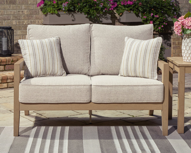 Furniture City Houma - Ashley Furniture - Hallow Creek Outdoor Loveseat with Cushion - Loveseat w/Cushion / Driftwood - P560-835