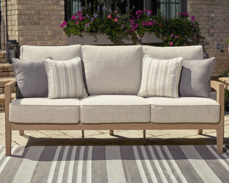 Furniture City Houma - Ashley Furniture - Hallow Creek Outdoor Sofa with Cushion - Sofa with Cushion / Driftwood - P560-838
