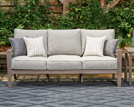 Furniture City Houma - Ashley Furniture - Hillside Barn Outdoor Sofa with Cushion - Sofa with Cushion / Gray/Brown - P564-838