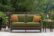 Furniture City Houma - Ashley Furniture - Horizon Hall Outdoor Loveseat with Cushion - Loveseat w/Cushion / Brown/Green - P572-835