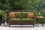 Furniture City Houma - Ashley Furniture - Horizon Hall Outdoor Loveseat with Cushion - Loveseat w/Cushion / Brown/Green - P572-835