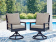 Furniture City Houma - Ashley Furniture - East Beach Outdoor Swivel Chair with Cushion (Set of 2) - Swivel Chair w/Cushion (Set of 2) - PCP587-602A