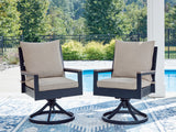 Furniture City Houma - Ashley Furniture - East Beach Outdoor Swivel Chair with Cushion (Set of 2) - Swivel Chair w/Cushion (Set of 2) - PCP587-602A