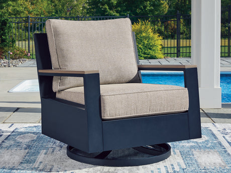 Furniture City Houma - Ashley Furniture - East Beach Outdoor Swivel Glider Chair with Cushion - Swivel Glider Chair w/Cushion - PCP587-821