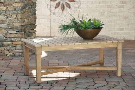 Furniture City Houma - Ashley Furniture - Carter Hall Outdoor Coffee Table - Rectangular Cocktail Table / Beige - P601-701