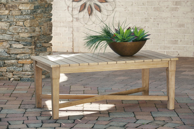 Furniture City Houma - Ashley Furniture - Carter Hall Outdoor Coffee Table - Rectangular Cocktail Table / Beige - P601-701
