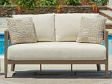 Furniture City Houma - Ashley Furniture - Serene Bay Outdoor - Loveseat w/Cushion / Dark Brown/White - P671-835