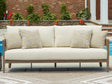 Furniture City Houma - Ashley Furniture - Serene Bay Outdoor Sofa with Cushion - Sofa with Cushion / Dark Brown/White - P671-838