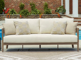 Furniture City Houma - Ashley Furniture - Serene Bay Outdoor - Sofa with Cushion / Dark Brown/White - P671-838