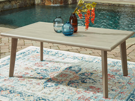 Furniture City Houma - Ashley Furniture - Cliff Trails Outdoor Dining Table - RECT Dining Table w/UMB OPT / Beige - PCP690-625