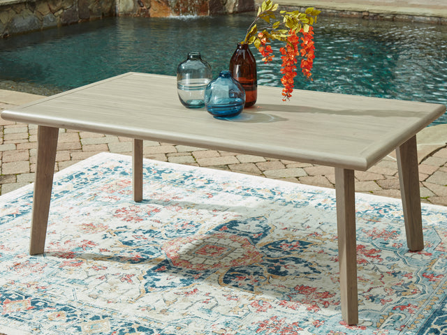Furniture City Houma - Ashley Furniture - Cliff Trails Outdoor Dining Table - RECT Dining Table w/UMB OPT / Beige - PCP690-625