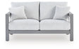 Furniture City Houma - Ashley Furniture - Hurley Park Outdoor Loveseat with Cushion - Loveseat w/Cushion / Gray - PCP695-835