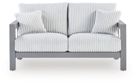 Furniture City Houma - Ashley Furniture - Hurley Park Outdoor Loveseat with Cushion - Loveseat w/Cushion / Gray - PCP695-835
